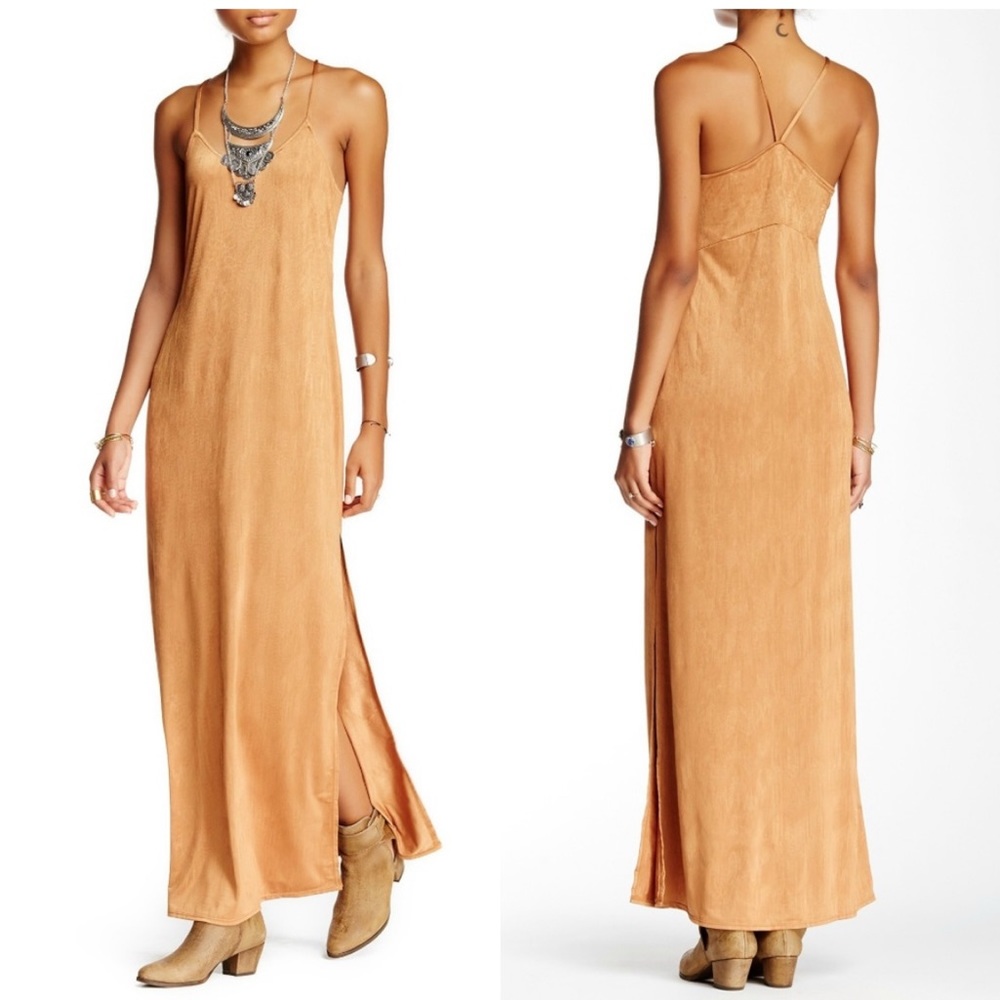Free People Intimately Ginger Gold She Moves Maxi Slip Dress